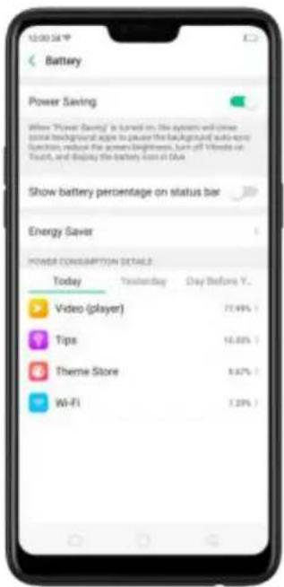 Battery Power Saving When "Power Saving" is turned on, the system will come social background agree to pause the background auto-epsi function, reduce the power brightness, turn off Windows on Trust, and display the battery icon in Blue Show battery percentage on status bar Energy Saver Power Consumption Details Today Yesterday Day Before Y. Video (player) 71.9% Tips 16.5% Theme Store 8.42% Wi-Fi 7.39%