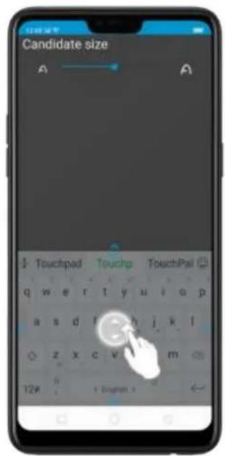 Candidate size Touchpad Touchpa TouchPal q w e r t y u i o p a s d f h j k l z x c v m 12# 1 Enghalt