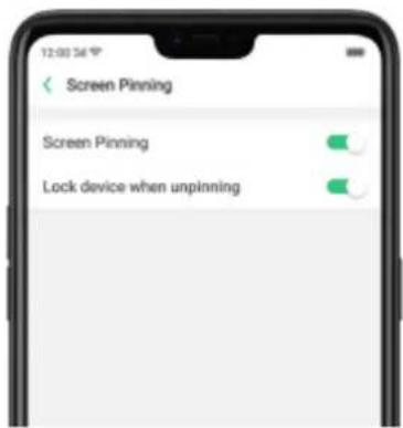 Screen Pinning Screen Pinning Lock device when unpinning