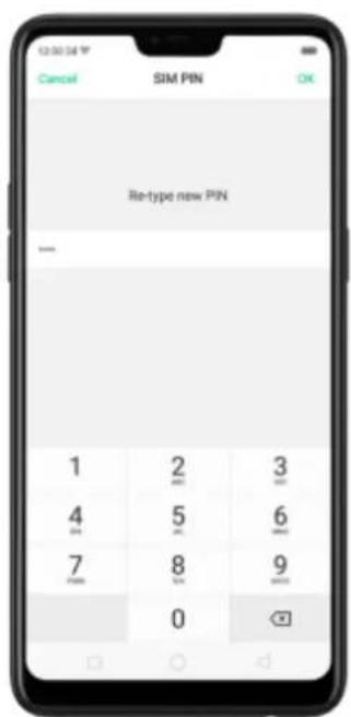 12:00:54 W Cancel SIM PIN OK Re-type new PIN 1 2 3 4 5 6 7 8 9 0