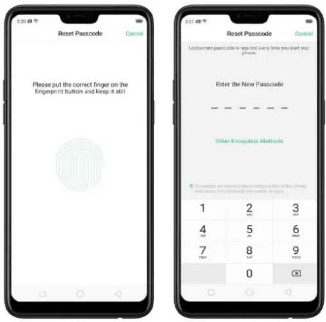 Reset Passcode Cancel Please put the correct finger on the fingerprint button and keep it still! Enter the New Passcode Other Encryption Methods 1 2 3 4 5 6 7 8 9 0