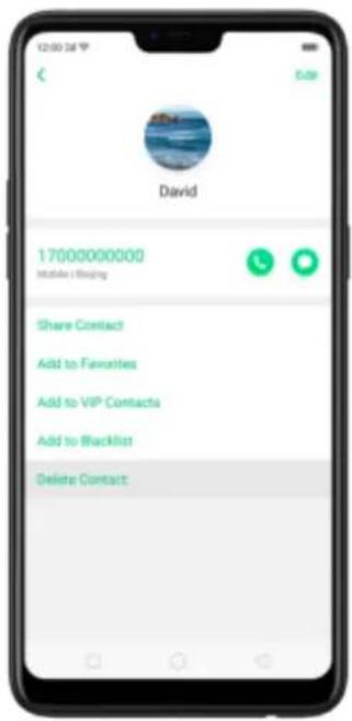 12:00:34 Date David 17000000000 Mobile i Beijing Share Contact Add to Favorites Add to VIP Contacts Add to Blacklist Delete Contact