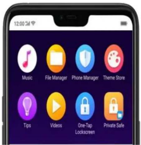 12:00 5M Music File Manager Phone Manager Theme Store Tips Videos One-Tap Lockscreen Private Safe