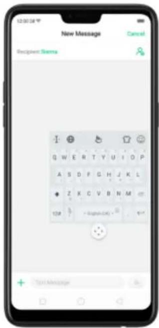12:00:34 New Message Cancel Recipient Name Q W E R T Y U I O P A S D F G H J K L + Z X C V B N M 10P 0 - Signal-OK - 0.01 Text Message
