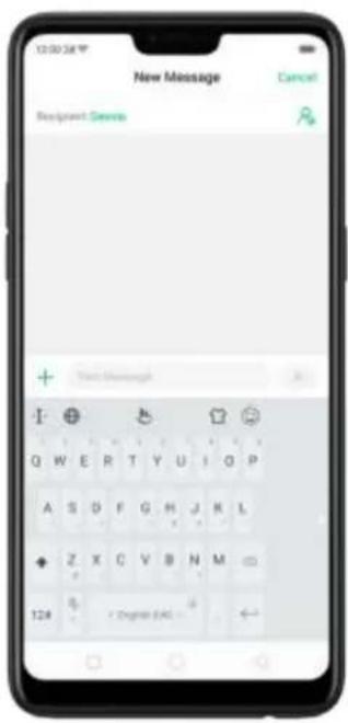 12:00:58 New Message Cancel Recipient Message + Text Messages Q W E R T Y U I O P A S D F G H J K L + Z X C V B N M 12# 6 - Digital (4G) ←