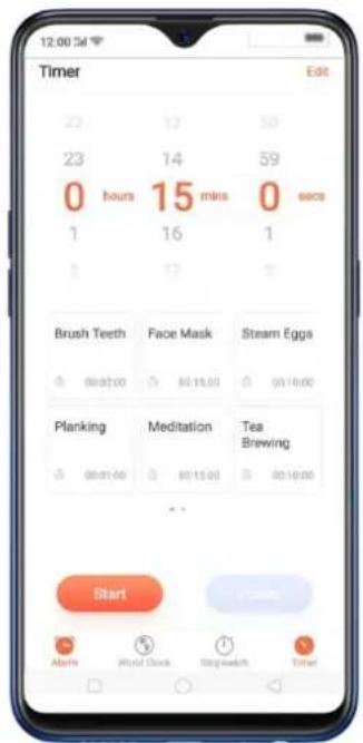 12:00 5d Timer Edit 23 19 38 23 14 59 0 hours 15 mins 0 secs 1 16 1 12 Brush Teeth Face Mask Steam Eggs 00:00:00 00:15:00 00:10:00 Planking Meditation Tea Brewing 00:01:00 00:15:00 00:10:00 Start
