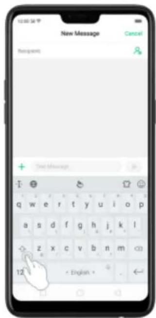 12:00 PM New Message Cancel Recipient + Total Messages + English + .