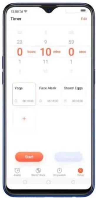 12:00:54 Timer Edit 23 9 59 0 hours 10 mins 0 secs 1 11 1 Yoga Face Mask Steam Eggs 00:10.00 00:15.00 00:16.00 + Start Alarm World Dance Shiplastic Timer