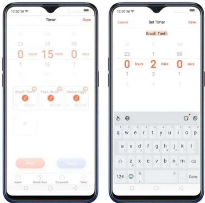 12:00 5m Timer Done 23 hours 14 59 0 mins 15 secs 1 16 1 Brush Teeth Face Mesh Steam Dogger 10000 10000 10000 Alarm Work Check Stopwatch Timer 12:00 5m Cancel Set Timer Save Brush Teeth 23 hours 2 mins 59 1 3 1 2 4 2 q w e r t y u i o p a s d f g h j k l z x c v b n m Done