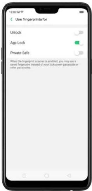 Use Fingerprints for Unlock App Lock Private Safe When the fingerprint scanner is enabled, you may use a saved fingerprint instead of your touchscreen passaside or other passwords.