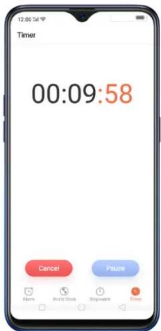 Timer 00:09:58 Cancel Pause Alam Reset Stock Stopwarm Timer