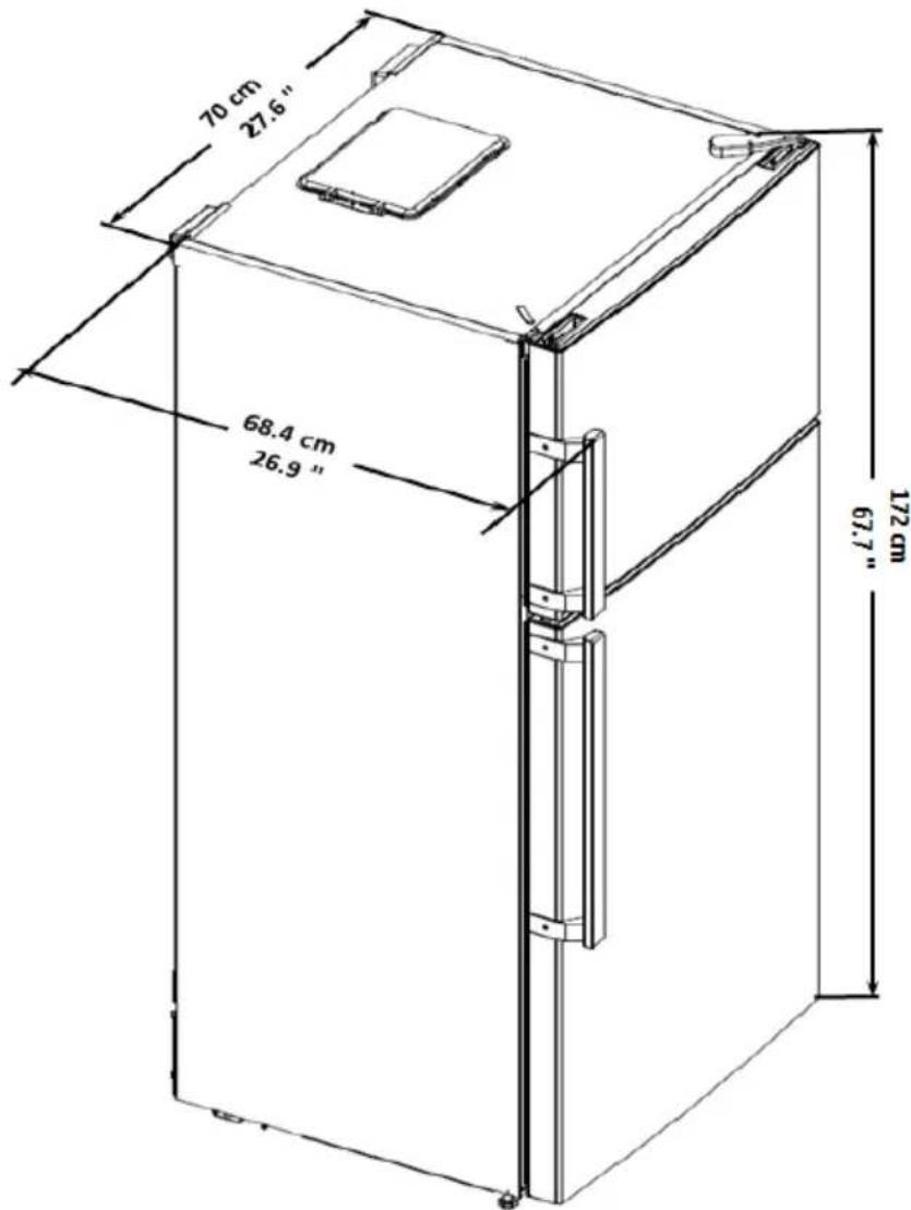70 cm 27.6" 68.4 cm 26.9" 172 cm 67.7"