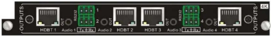 OUTPUTS HDBT 1 OUT RS232 Tx±Rx Audio 1 Audio 2 HDBT 2 OUT RS232 Tx±Rx Audio 3 Audio 4 HDBT 3 OUT RS232 Tx±Rx Audio 4 HDBT 4 OUTPUTS 4K
