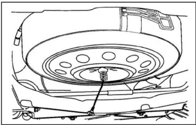 Saturn Outlook (2010) - Removing the Spare Tire - 3