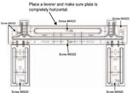 Place a leveler and make sure plate is completely horizontal. Screw MAX25 Screw MAX25 Screw MAX25 Screw MAX25 Screw MAX25
