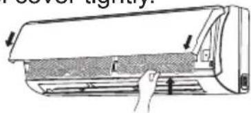 Line drawing of a car air conditioner unit with handle and side panel (no text or symbols)