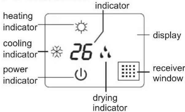 heating indicator cooling indicator power indicator indicator 26 display receiver window drying indicator