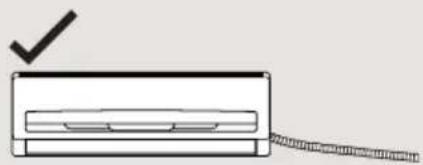 Simple line drawing of a device with a checkmark and a string attached (no text or symbols)
