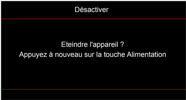 Désactiver Eteindre l'appareil ? Appuyez à nouveau sur la touche Alimentation