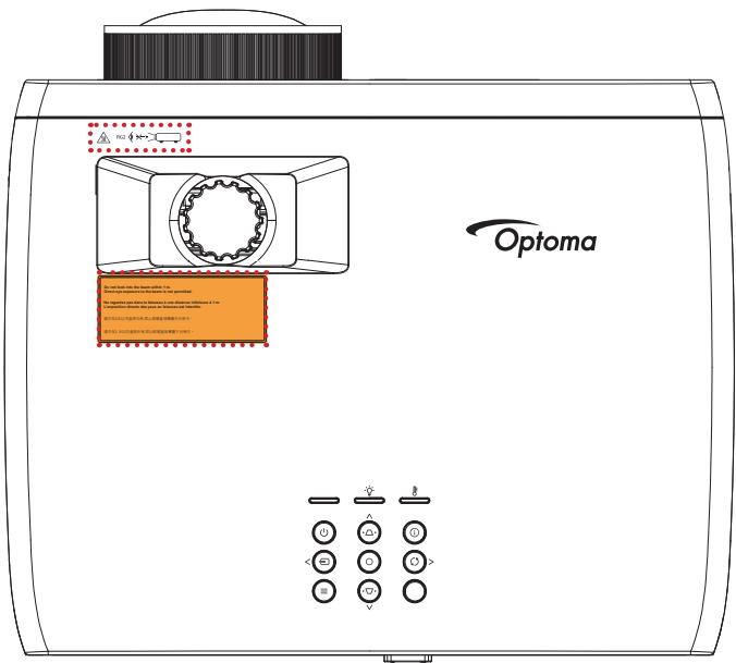 OPTOMA ZH521 - Étiquettes des spécifications et d'avertissement - 4