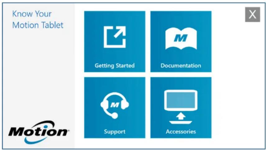 Know Your Motion Tablet Getting Started Documentation Support Accessories