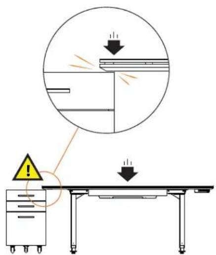 Diagram illustrating a process with warning symbols and labeled components, including a magnified view of a mechanical or structural component.