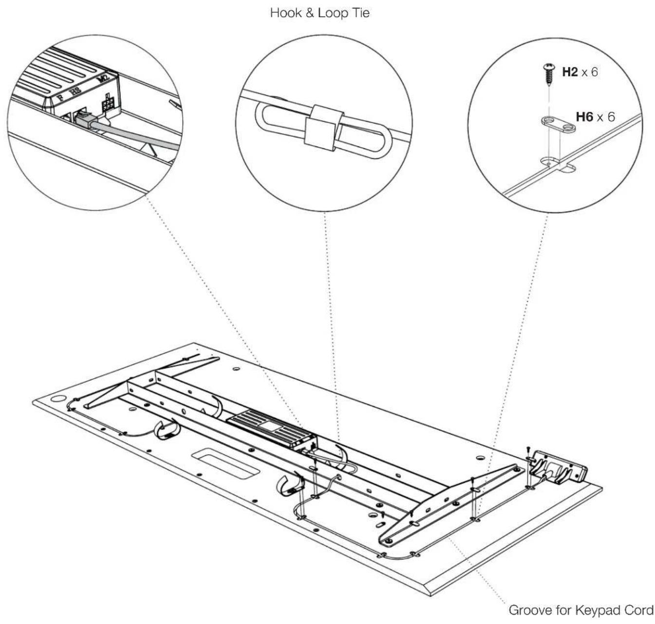 Hook & Loop Tie H2 x 6 H6 x 6 Groove for Keypad Cord