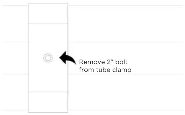 Remove 2" bolt from tube clamp