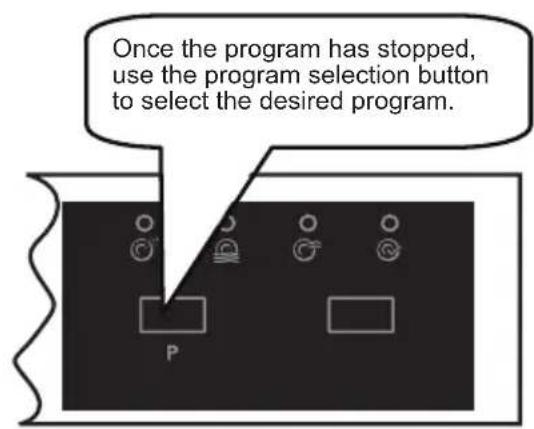 Once the program has stopped, use the program selection button to select the desired program.