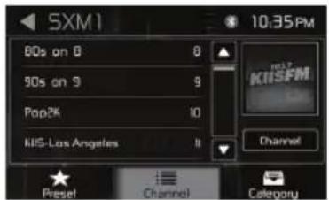 SXM1 80s on 8 90s on 9 Pop2K KiJS-Los Angeles 10:35 PM Channel Preset Channel Category