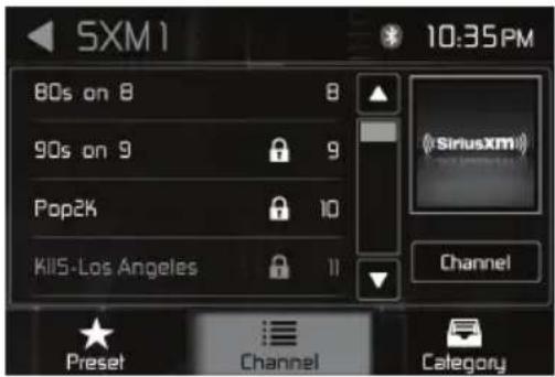 SXM 1 80s on 8 90s on 9 Pop2K KIIS-Los Angeles 10:35PM Sinusxm Channel Preset Channel Category