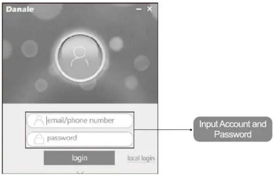 Danale email/phone number password Input Account and Password login local login