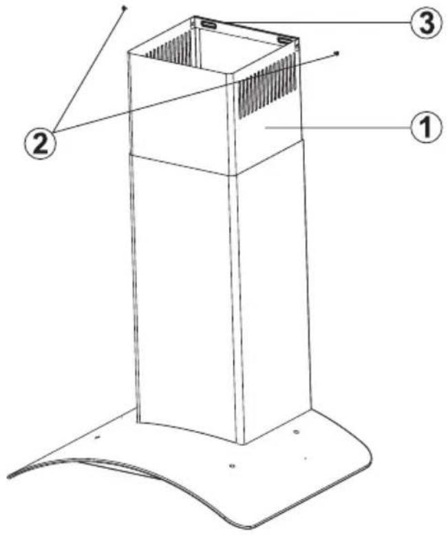 Technical diagram of a vertical support structure with numbered annotations pointing to components.