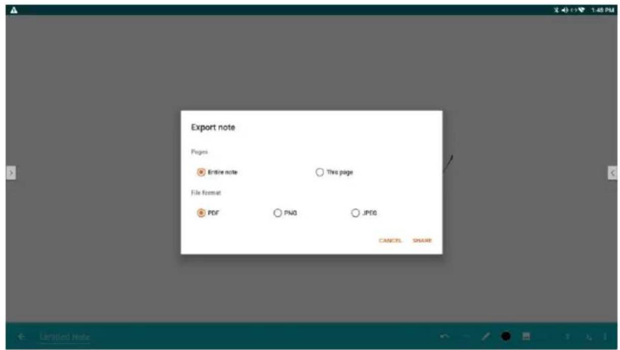 Export note Pages Entire note This page File format PDF PNG JPEG CANCEL SHARE