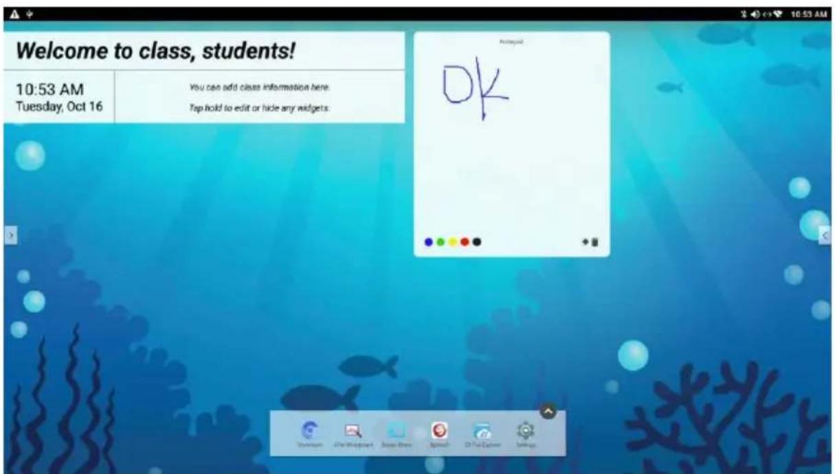 Welcome to class, students! 10:53 AM Tuesday, Oct 16 You can add class information here. Tap hold to edit or hide any widgets. Ok