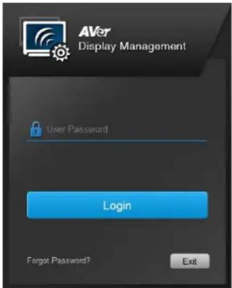 AVer Display Management User Password Login Forgot Password? Exit