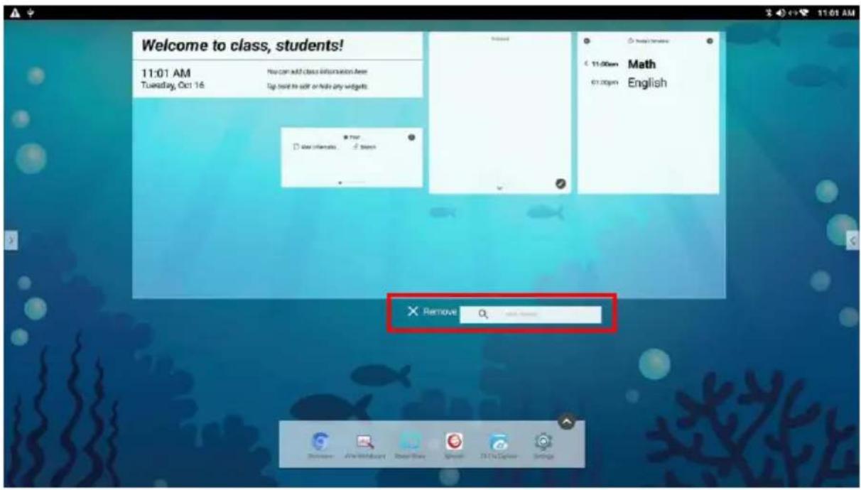 Welcome to class, students! 11:01 AM Tuesday, Oct 16 You can add class information after Tap sort to add or make any widgets. Your □ see interviews... Remove Math English € 11.00am Math €1.00pm English