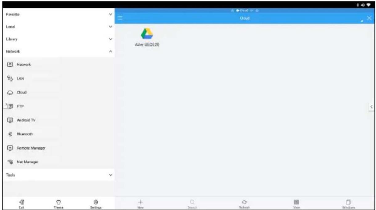 Favorite Local Library Network Network LAN Cloud FTP Android TV Bluetooth Remote Manager Net Manager Tools Cloud After UEC(20) Edit Theme Settings New Search Network View Windows
