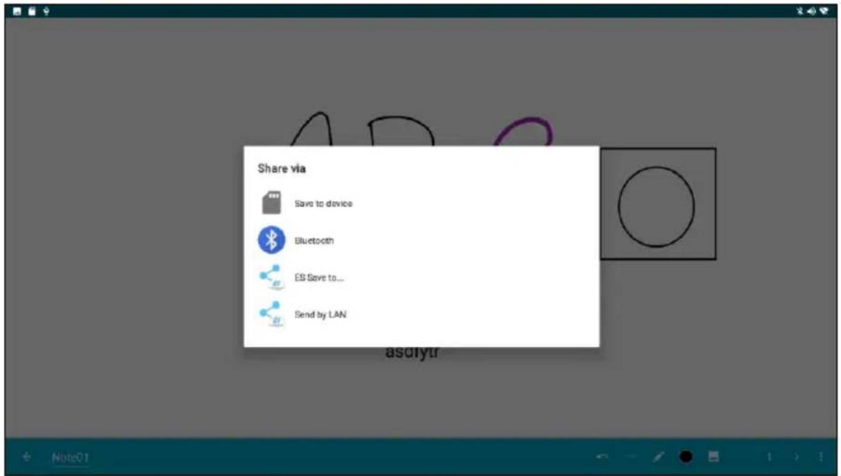 Share via Save to device Bluetooth ES Save to... Send by LAN asdiytr