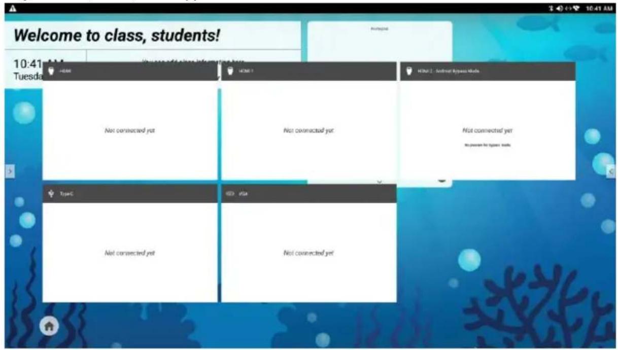 Welcome to class, students! 10:41 AM Tuesday HDMI It's your code class info coming from HDMI 3 HTML 2 - Android Rypass Mode Not connected yet Not connected yet Not connected yet No person for types: typeC TypeC Not connected yet Not connected yet