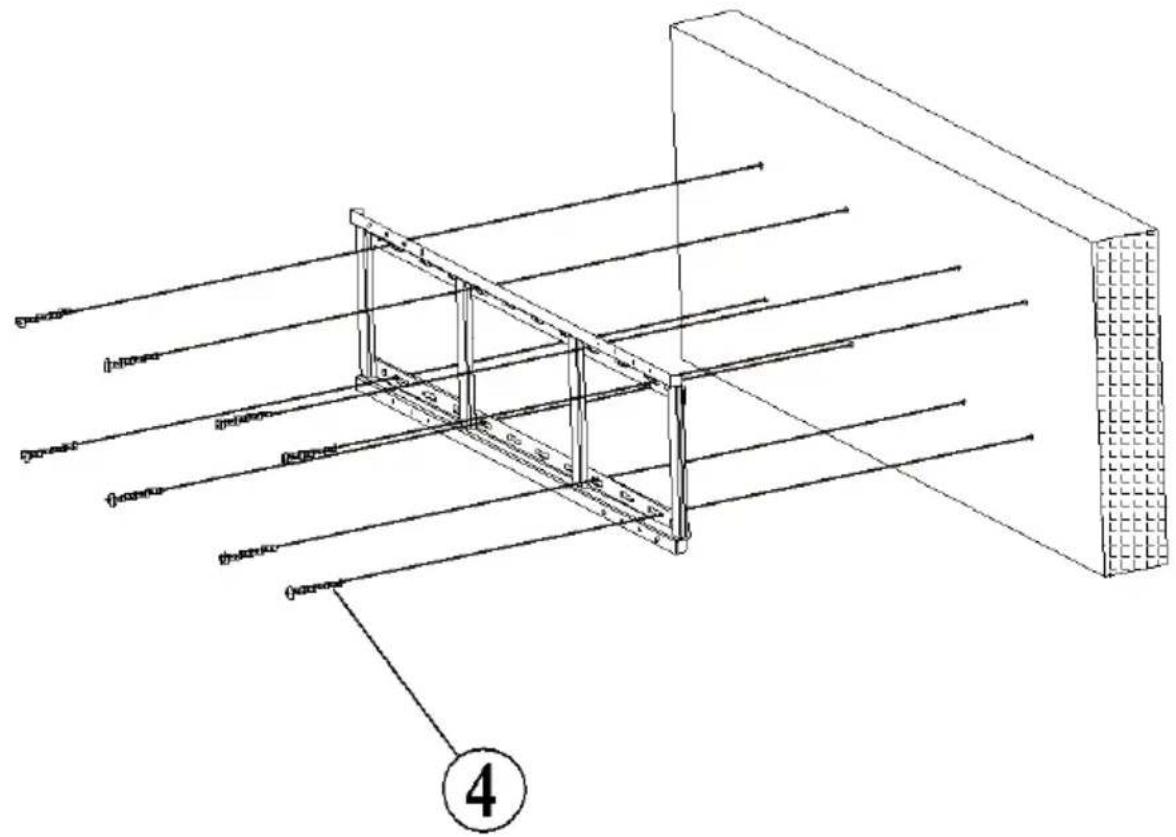 Technical diagram showing structural beams and a grid-patterned wall, labeled with numbers 4 and 5.