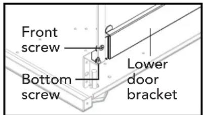 Front screw Bottom screw Lower door bracket