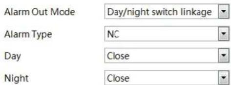 Alarm Out Mode Day/night switch linkage Alarm Type NC Day Close Night Close