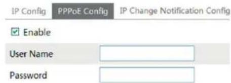IP Config PPPoE Config IP Change Notification Config Enable User Name Password