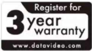 Register for 3year warranty www.datavideo.com