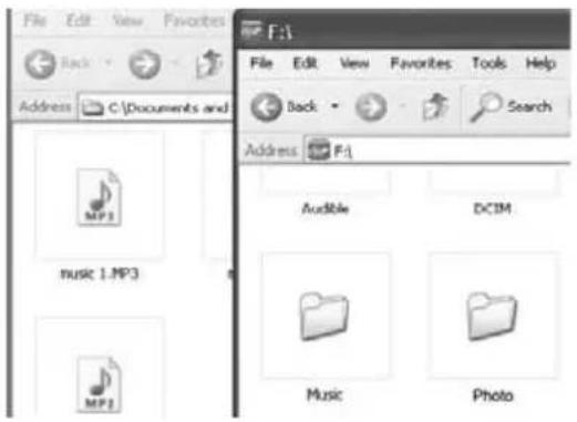 File Edit View Favorites Back Address C:\Documents and F:1 File Edit View Favorites Tools Help Back Search Address F:1 Audible DCIM Music Photo