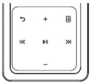 Diagram of a computer control panel with directional buttons and playback icons