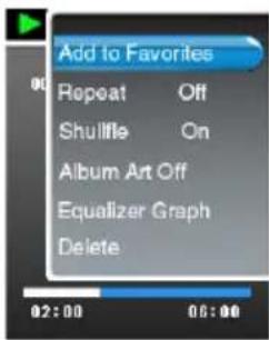 Add to Favorites Repeat Off Shuffle On Album Art Off Equalizer Graph Delete