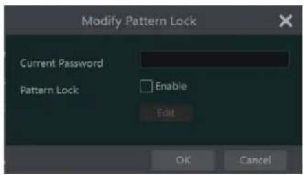 Modify Pattern Lock Current Password Pattern Lock Enable Edit OK Cancel