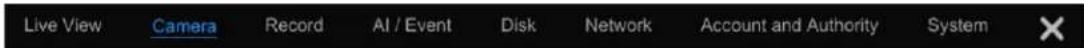 Live View Camera Record AI / Event Disk Network Account and Authority System ✗